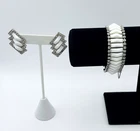 Vintage Kramer of NY Milk Glass and Prong Set Rhinestones Bracelet and Earrings
