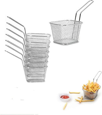 8Pcs Mini Square Fry Bakests French Fries Basket 4.1X3.3X2.6Inches Table Serving