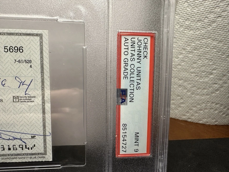 JOHNNY UNITAS Signed Personal Check-HALL OF FAME-BALTIMORE COLTS-PSA 9 Auto - Image 4 of 4