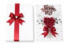 Valentine's Dat card Handmade,  A Dozen red Roses Boxed, wife girlfriend fiance