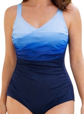 Miraclesuit Talbots Firm Control Size 14 Swim Suit Blue Ombré UPF 50 $189