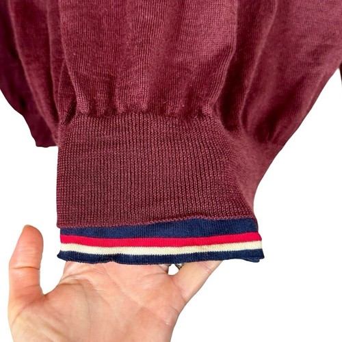 Moncler Maglione Trikot Girocollo Logo-Patch 100 % Wolle Pullover burgunderrot $ 1080 - Bild 3 von 16