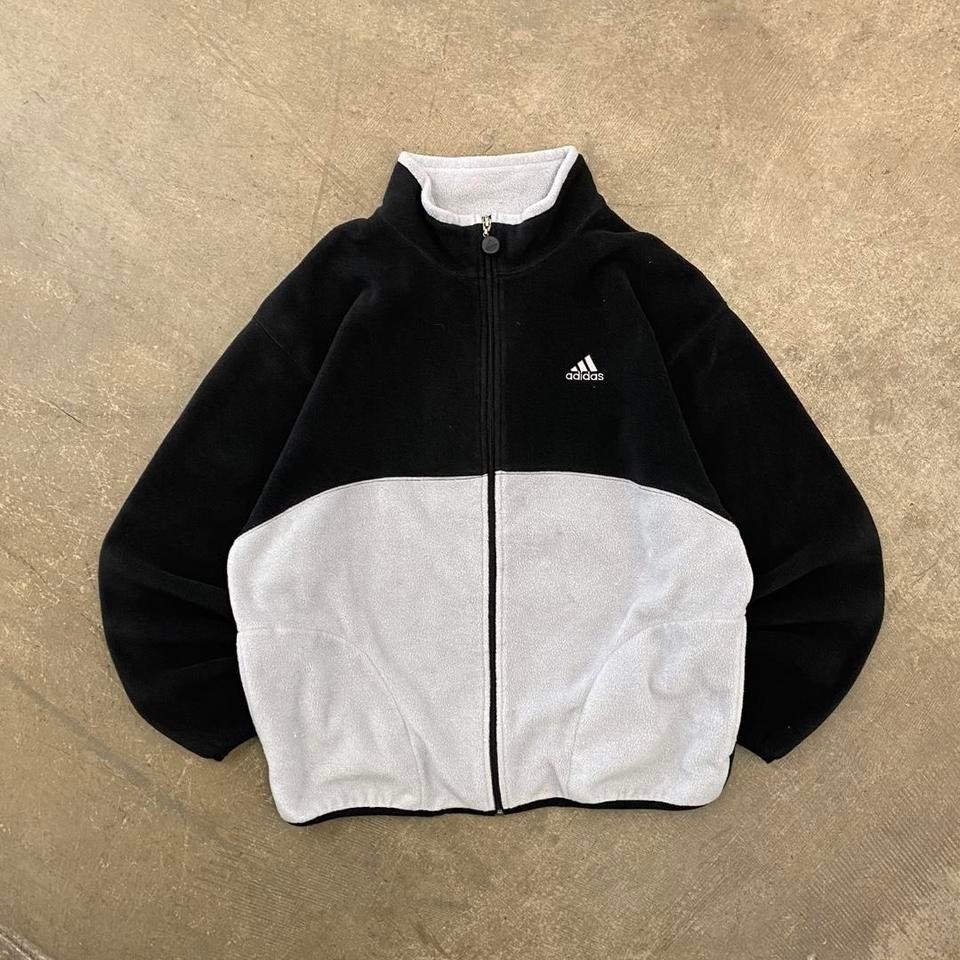 Vintage 90s Adidas Fleece Full Zip Sportswear Jacket Size Large