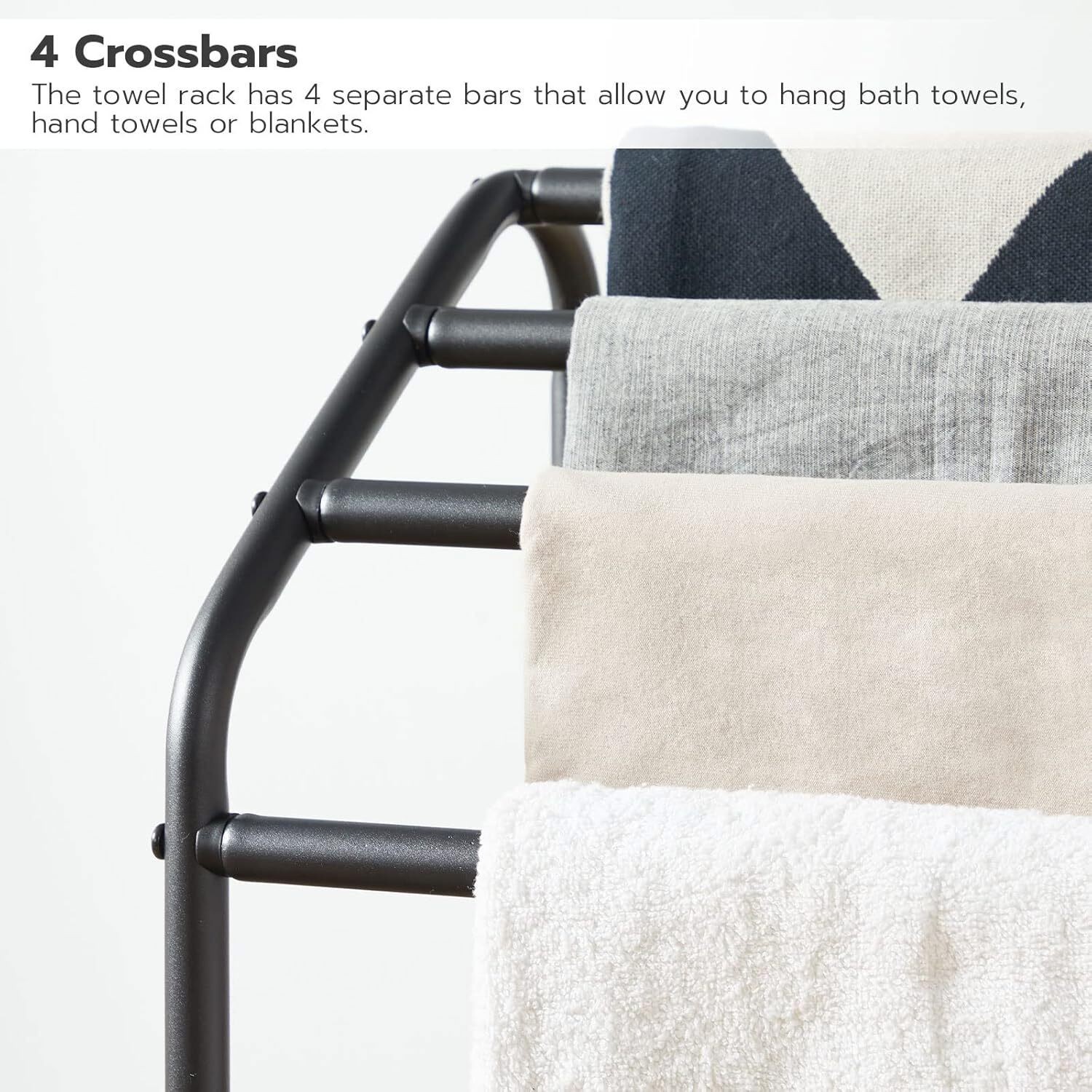 HOOBRO Freestanding Towel Rack 4 Tier Blanket Rack Stand Blanket Ladder Holder
