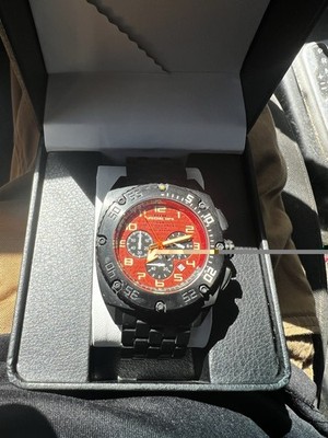 MTM Special Ops Patriot Chronograph Watch Men 44mm Orange Black Date Need Bat