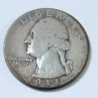 1944 Washington Silver Quarter — 90% Silver — Circulated Coin #6056