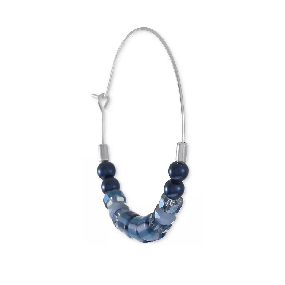 Pendientes de aro con cuentas tono plata estilo moda uso diario moda elegante NUEVO Foto 2 de 4