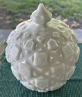Vintage WESTMORELAND Old Quilt Pattered Milk Glass Candy Dish with Lid