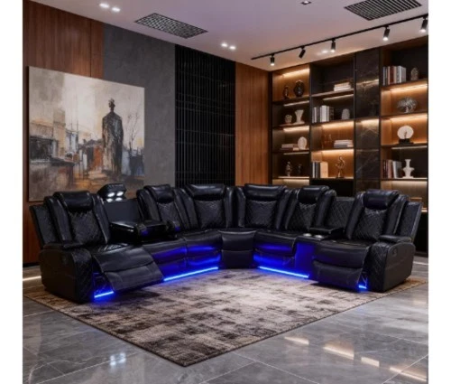 leather sectional sofa LED recliner
Opens in a new window or tab