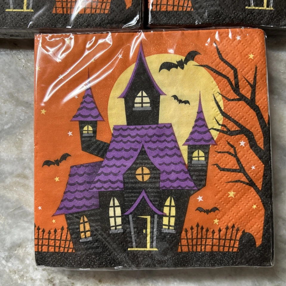 Servilletas de papel de Halloween casa embrujada nuevo lote de 5 paquetes/16 piezas en cada uno. 80 piezas en total Foto 2 de 3