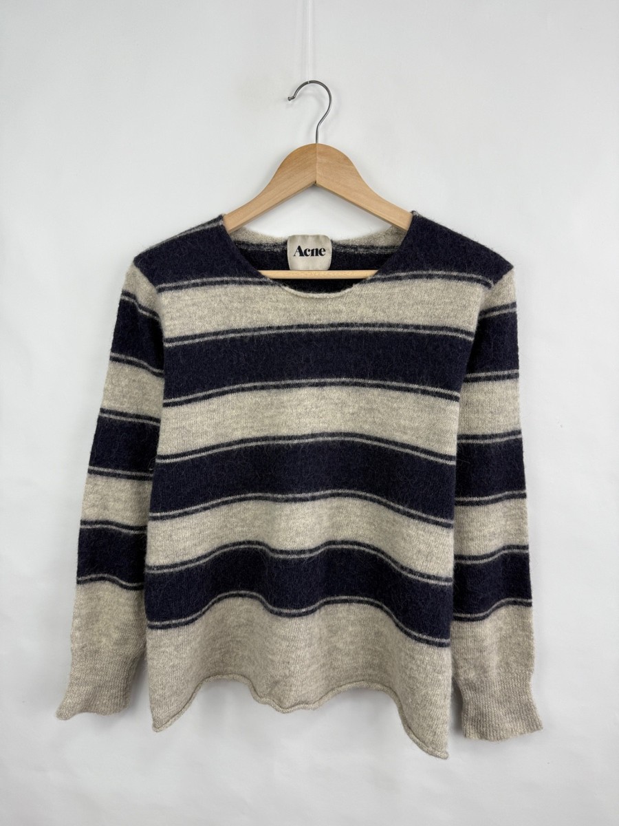 🇺🇸Y2K Acne Studios Alpaca Wool Striped Sweater Navy LIMA AW11