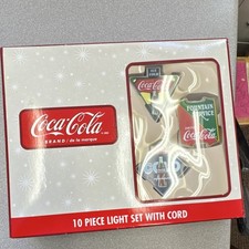 Coca-Cola 10 Piece Multicolor Light Set with Cord Indoor Outdoor Collectible