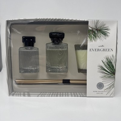 Martha Stewart Winter Evergreen Home Fragrance Gift Set Candle Diffuser Spray