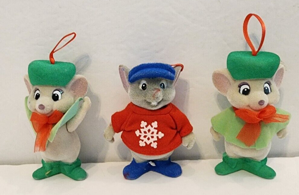 90's Disney Christmas ornament  Rescuers Down Under Bernard flocked Bianca