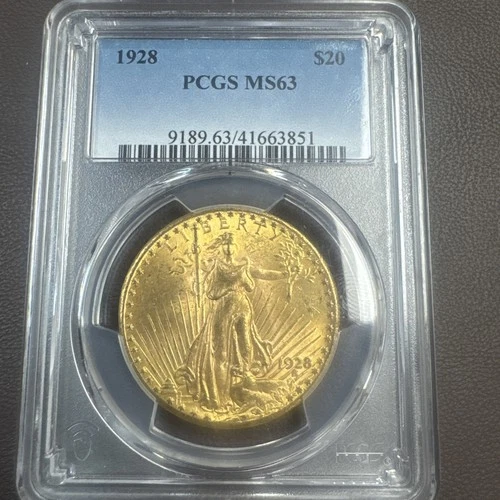 1928 US Gold $20 Saint-Gaudens Double Eagle - PCGS MS63 - Scratch Free Slab