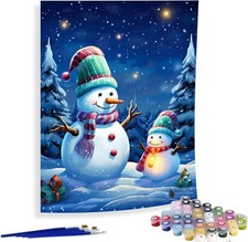 Diymood Paint by Numbers for Adults Snowman, DIY Oil 16x20 inches, colorful10