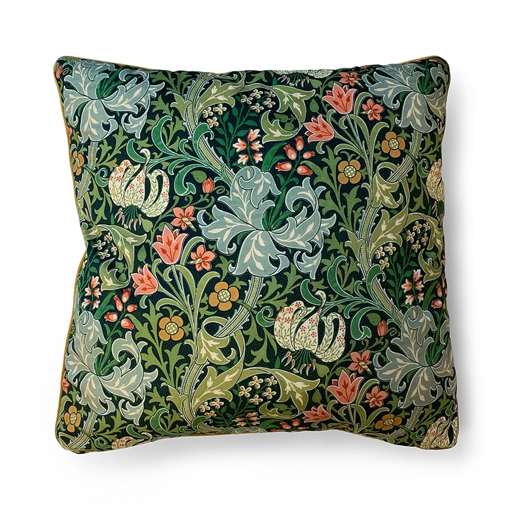 William Morris Golden Lily Cushion - 55 x 55cm Piped Soft Brushed Velvet