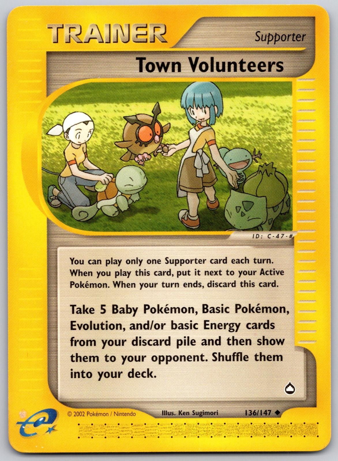 Town Volunteers 136/147 Uncommon Aquapolis Pokemon Moderately Played