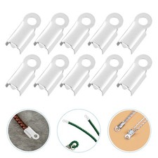 500 Pcs Cord Ends Jewelry Clamps Glossy Side Clip Repair Kit Crimps