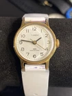 Gold Tone Vintage Timex Mechanical Wind Up Watch White Dial Women's