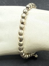 925 Sterling Silver Ball Bead Bracelet With Toggle Closure 7.75 Length 19.6g