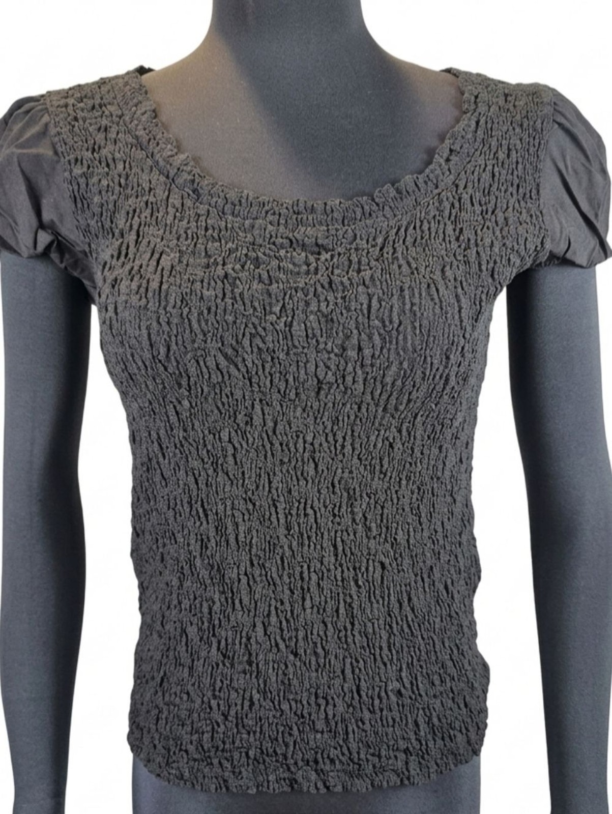 DKNY Textured Black Short Sleeve Top