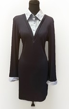 Cider Bodycon Collared Mini Dress Navy & Pale Light Blue Collar Office Sexy