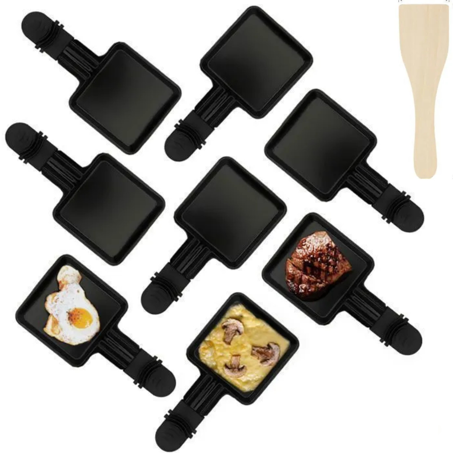 Poêlons raclette 18x9cm grand format antiadhésifs avec mini pelles en bois