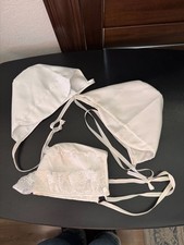 Vintage Baby Christening Bonnets Satin And Lace White Lot of 3 Baptism Heirloom