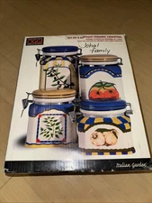 OGGI Seta Of 4 Airtight Ceramic Canisters. NEW In Box.