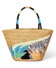 Tabitha Brown x Target Abstract Botanical Print Woven Straw Tote  One Size