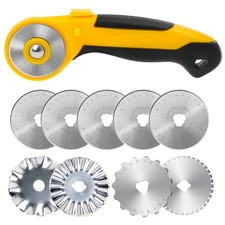 AUTOTOOLHOME 45mm Rotary Cutter with 9pcs Extra Blades Automatic Fabric Roller