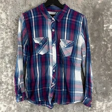 Rails Size L Plaid Casual Button Top Colorful Long Sleeve Collar