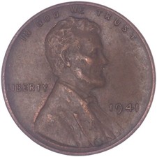 1941 (P) Lincoln Wheat Cent Extra Fine Penny XF See Pics G206