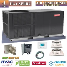 Goodman 4 Ton 13.4 SEER2 Air Conditioner Package Unit Horizontal + Install Kit