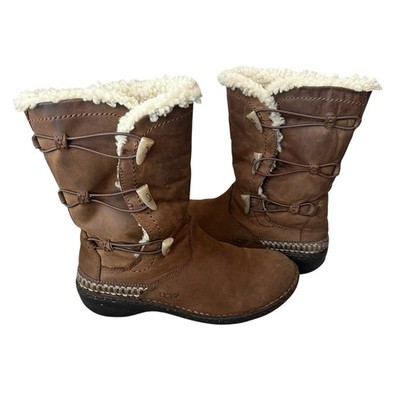 UGG Australia Kona Suede And Sheepskin Lined Boots Mid Calf Brown Chestnut 10