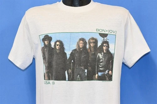 80s BON JOVI NEW JERSEY SYNDICATE USA 89 HARD ROCK 2 1980s vintage concert t-shirt, vintage, single stitch, B+ condition