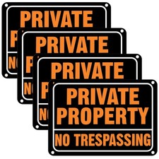 4 Pack 10x7 Inch Aluminum Private Property Signs for Outdoor Home Yard Driveway