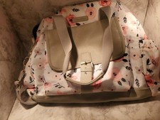    Laura Ashley Baby Girl Diaper Bag   Pink Floral   on white background