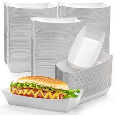 200 Pack Paper Food Boats, 3 Lb Disposable Hot Dog Trays, Grease-proof White ...