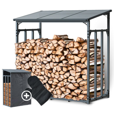 Kaminholzregal Außen mit Dach ELOS Brennholzunterstand Holzlager