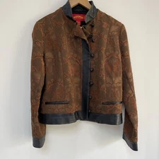 Shanghai Tang Embroidered Jacket - Brown - Size UK 12 Silk Lining - Chinese VGC