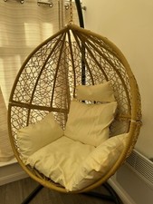 Large Rattan Egg Chair Cocoon Wicker Garden Hammock Single 26kg 118x106x66cm