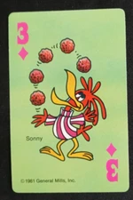 1981 General Mills Cereal Card Game Crazy Eights Sonny 3 Diamonds