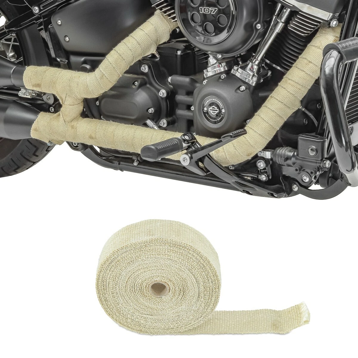 Exhaust wrap for motorbike 10m Craftride Heat shield tape light tan | eBay
