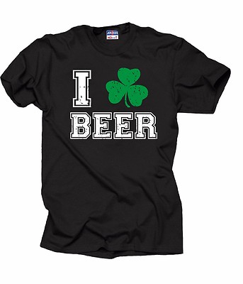 Saint Patrick Day T-Shirt I love Beer Shamrock Irish Ireland Tee Shirt