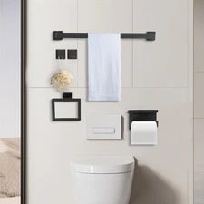5pcs Bathroom Hardware Accessories Set Towel Bar Set Stainless Steel Black New