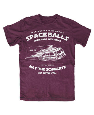 Spaceballs T-SHIRT BURGUND May The Schwartz RV Car Flying Wings Lord Helmchen