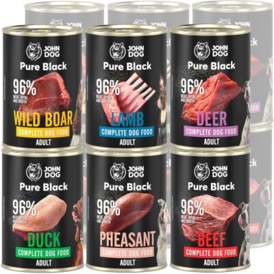 JOHN DOG PURE BLACK MIX 6 GESCHMACKSRICHTUNGEN FÜR HUNDE 12x400g