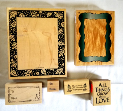 6 Card Craft Making Frame To From Gift Tags Header Footer Stamp Wood Block Lot